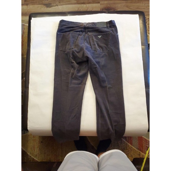 Gray Armani Jeans Corduroy Trousers Pants Regular Fit Milan Stretch Men Size 34 - Picture 8 of 11